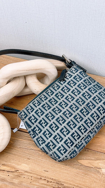 Fendi Navy Canvas Zucchini Mini Shoulder Bag