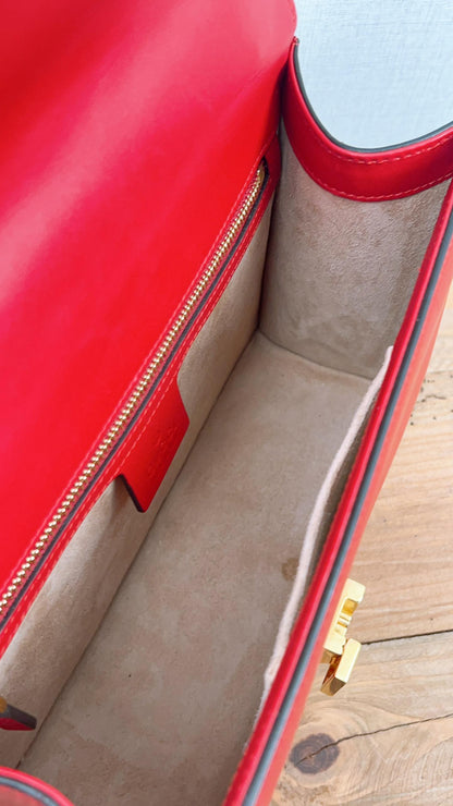Gucci Red Calfskin Sylvie Shoulder Bag (GHW)