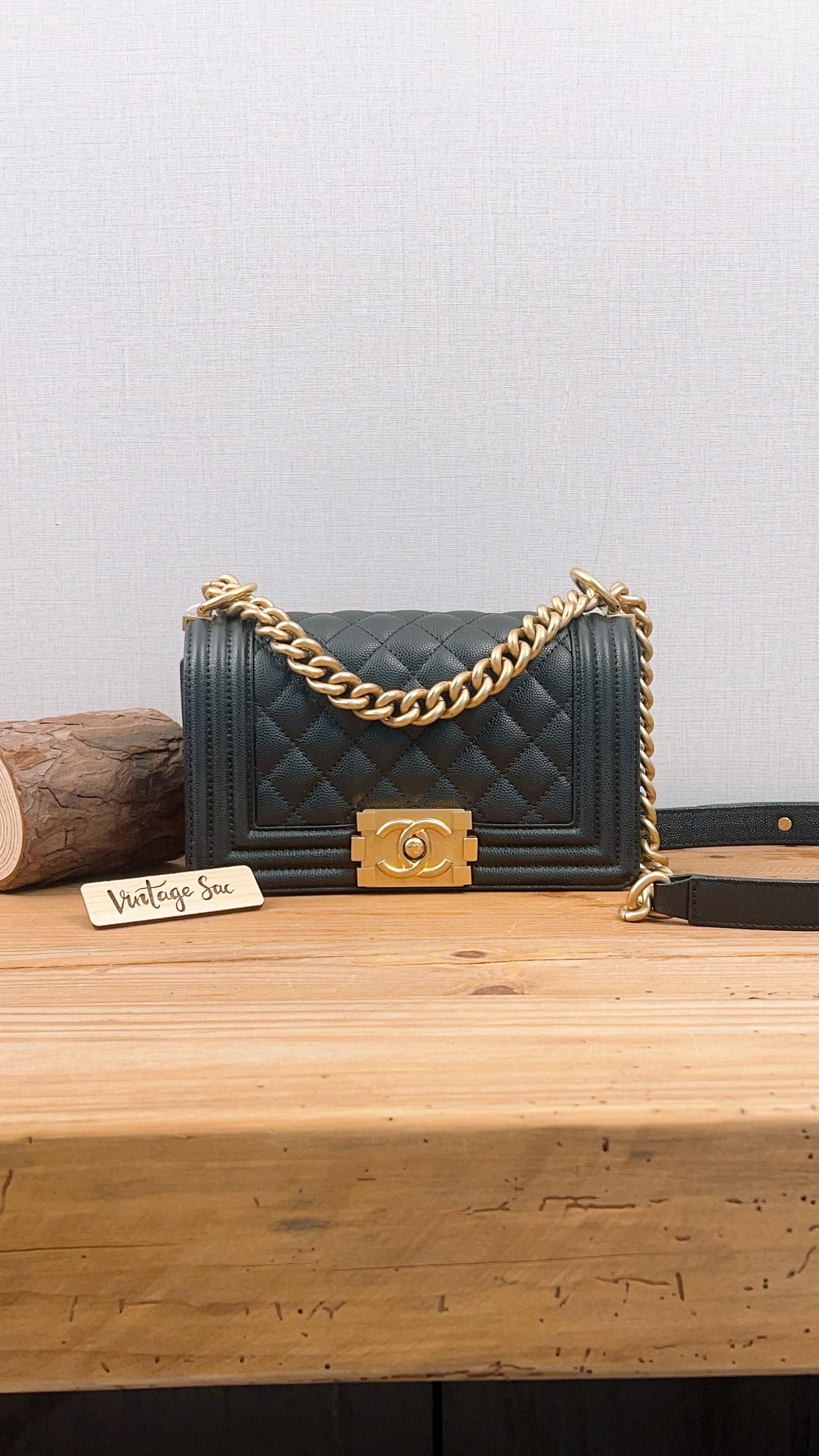 Chanel Black Caviar Small Boy (GHW)