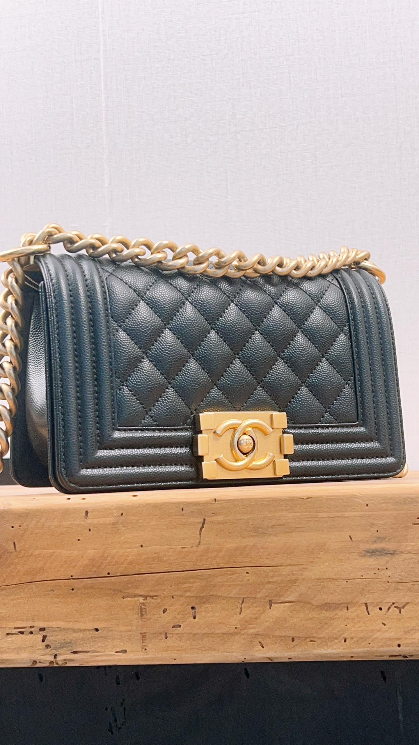 Chanel Black Caviar Small Boy (GHW)