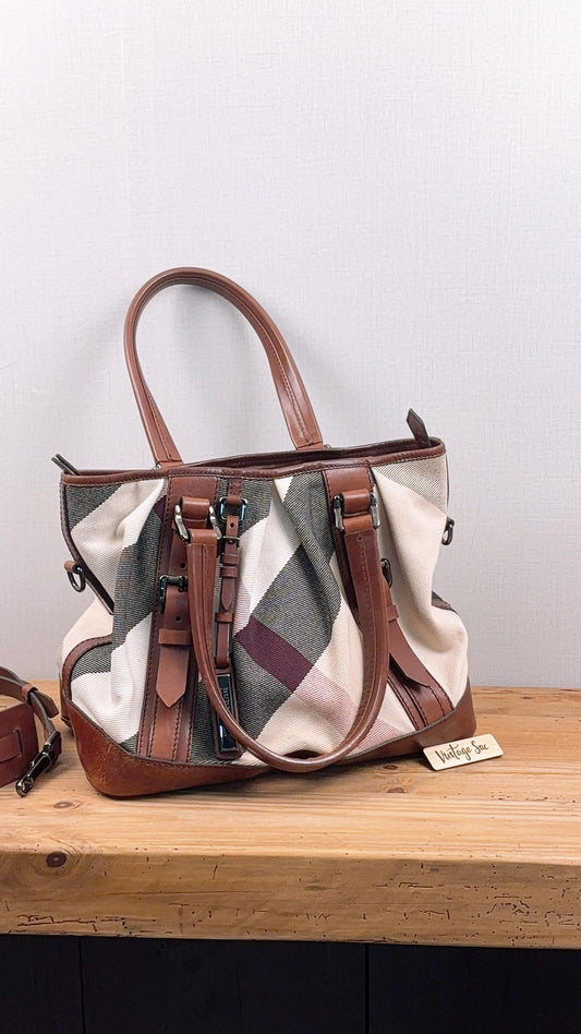 Burberry Mega Check Canvas Lowry Tote