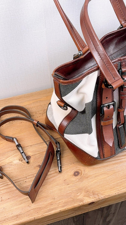 Burberry Mega Check Canvas Lowry Tote