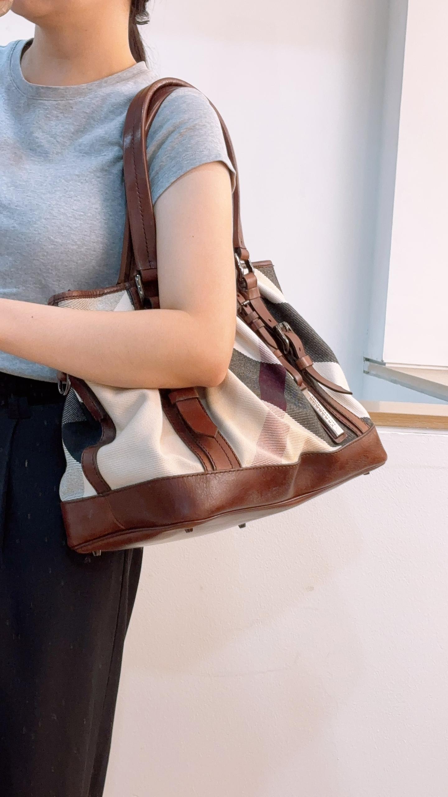 Burberry Mega Check Canvas Lowry Tote
