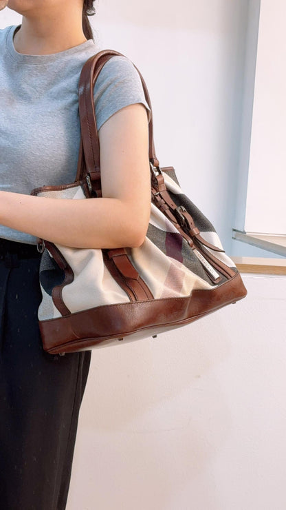 Burberry Mega Check Canvas Lowry Tote