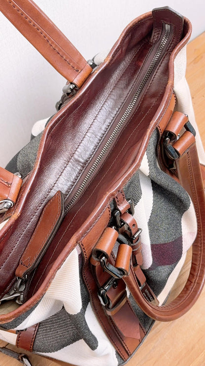Burberry Mega Check Canvas Lowry Tote