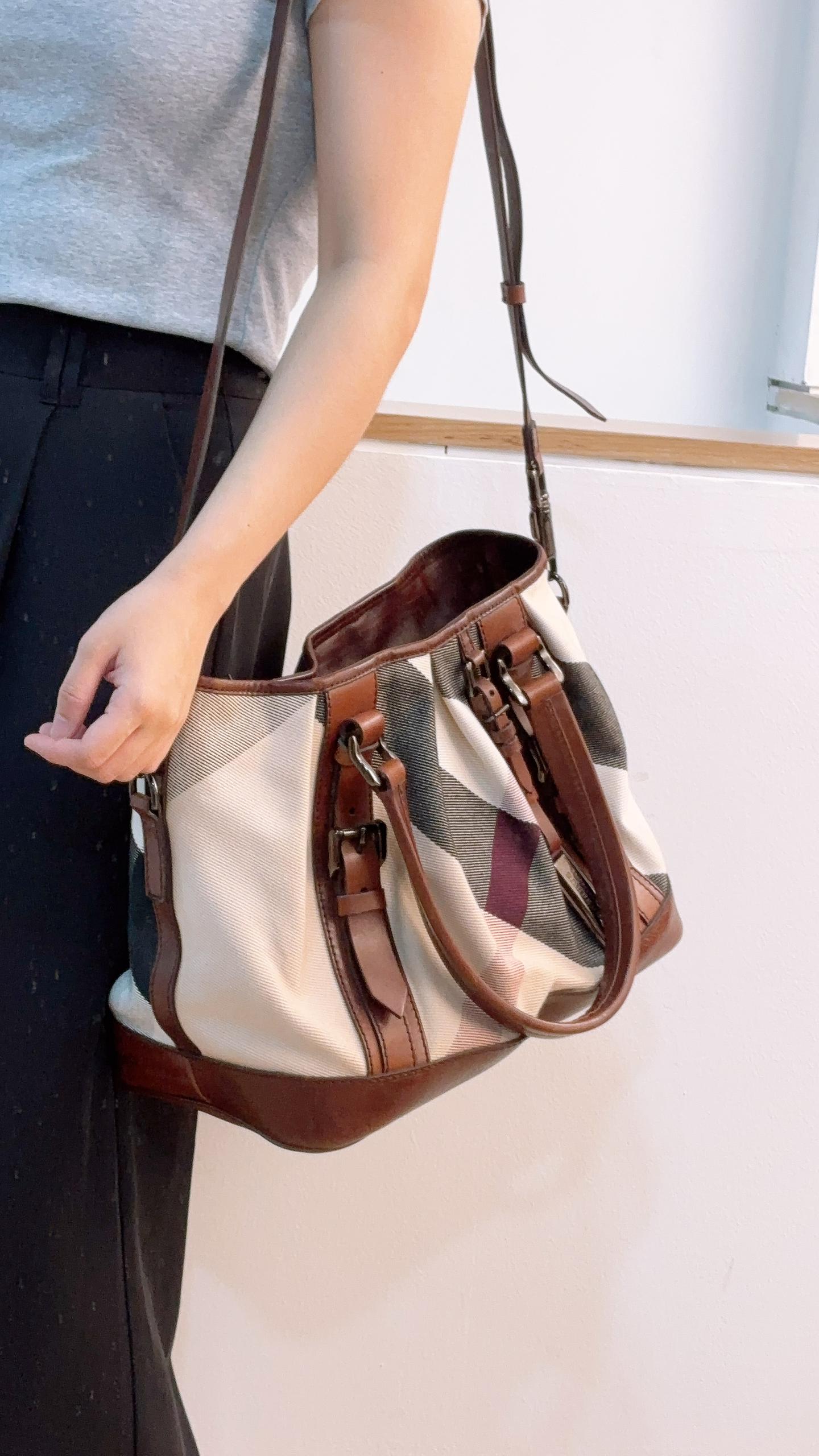 Burberry Mega Check Canvas Lowry Tote