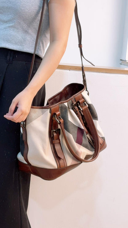 Burberry Mega Check Canvas Lowry Tote
