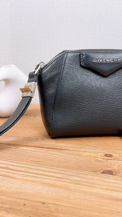 Bvlgari Black Goatskin Antigona Wristlet Pouch