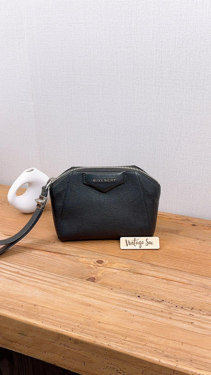 Bvlgari Black Goatskin Antigona Wristlet Pouch