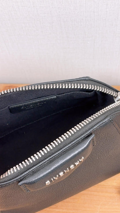 Bvlgari Black Goatskin Antigona Wristlet Pouch