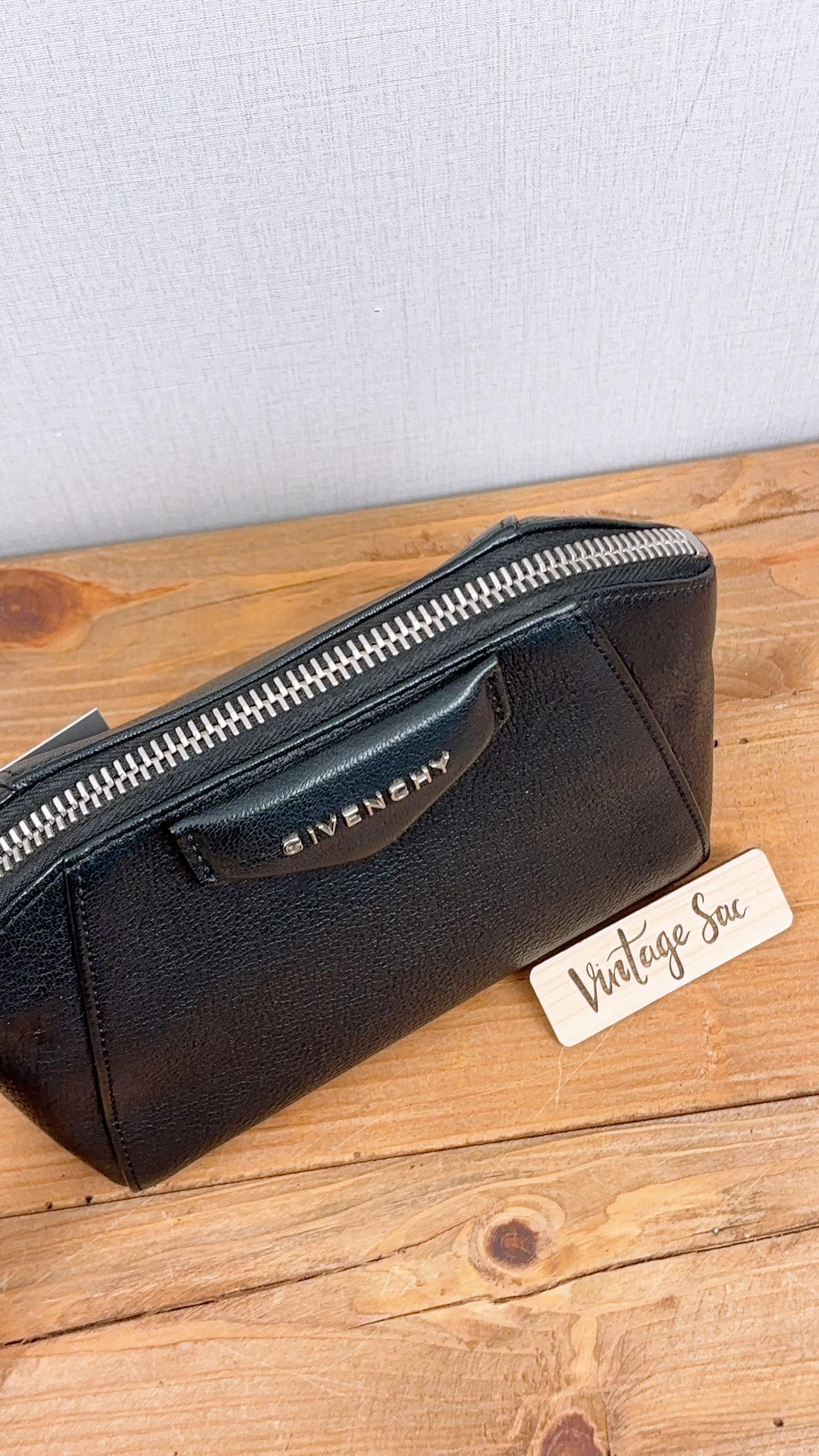Bvlgari Black Goatskin Antigona Wristlet Pouch