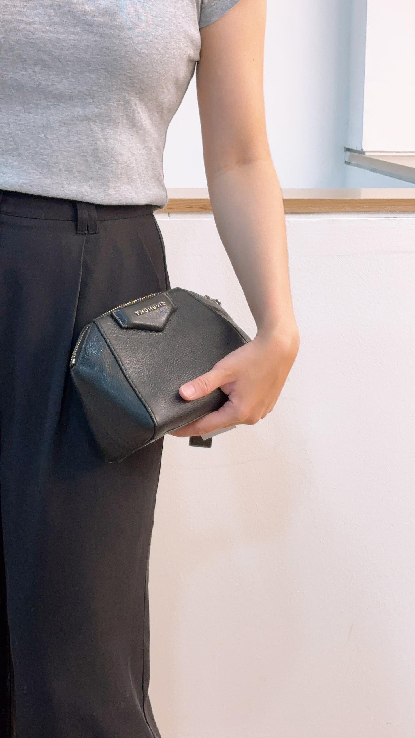 Bvlgari Black Goatskin Antigona Wristlet Pouch