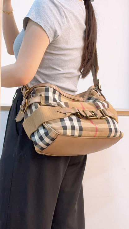 Burberry Brown House Check Parsons Hobo Bag