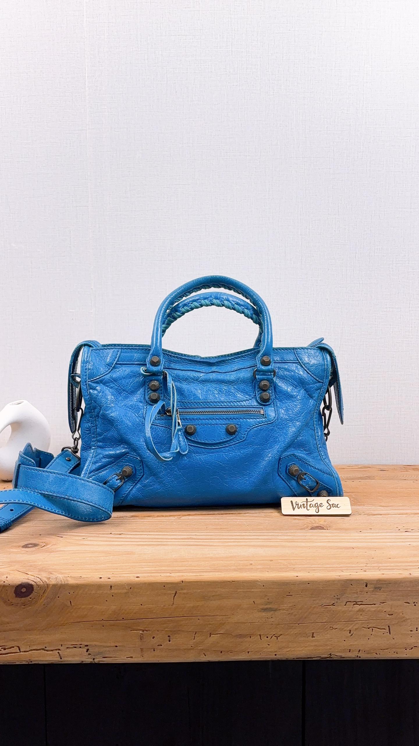 Balenciaga Blue Agneau Small City Bag (RHW)