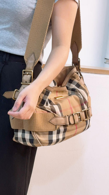 Burberry Brown House Check Parsons Hobo Bag