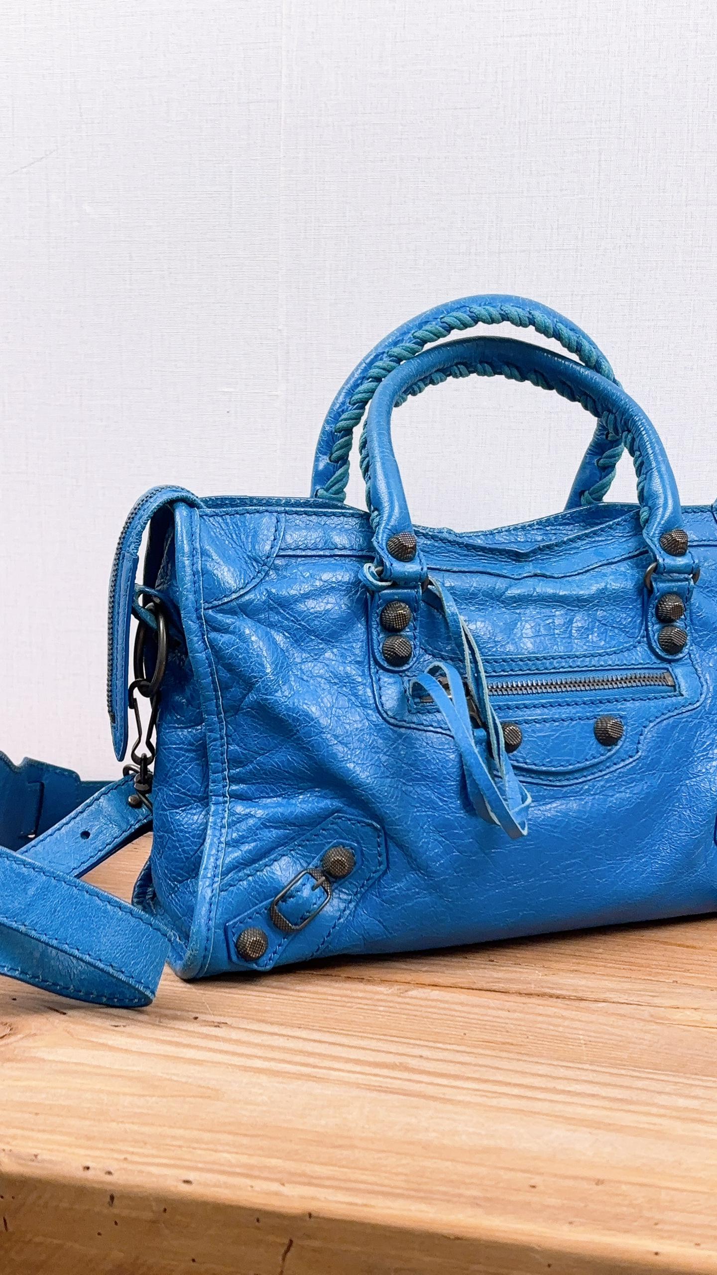 Balenciaga Blue Agneau Small City Bag (RHW)