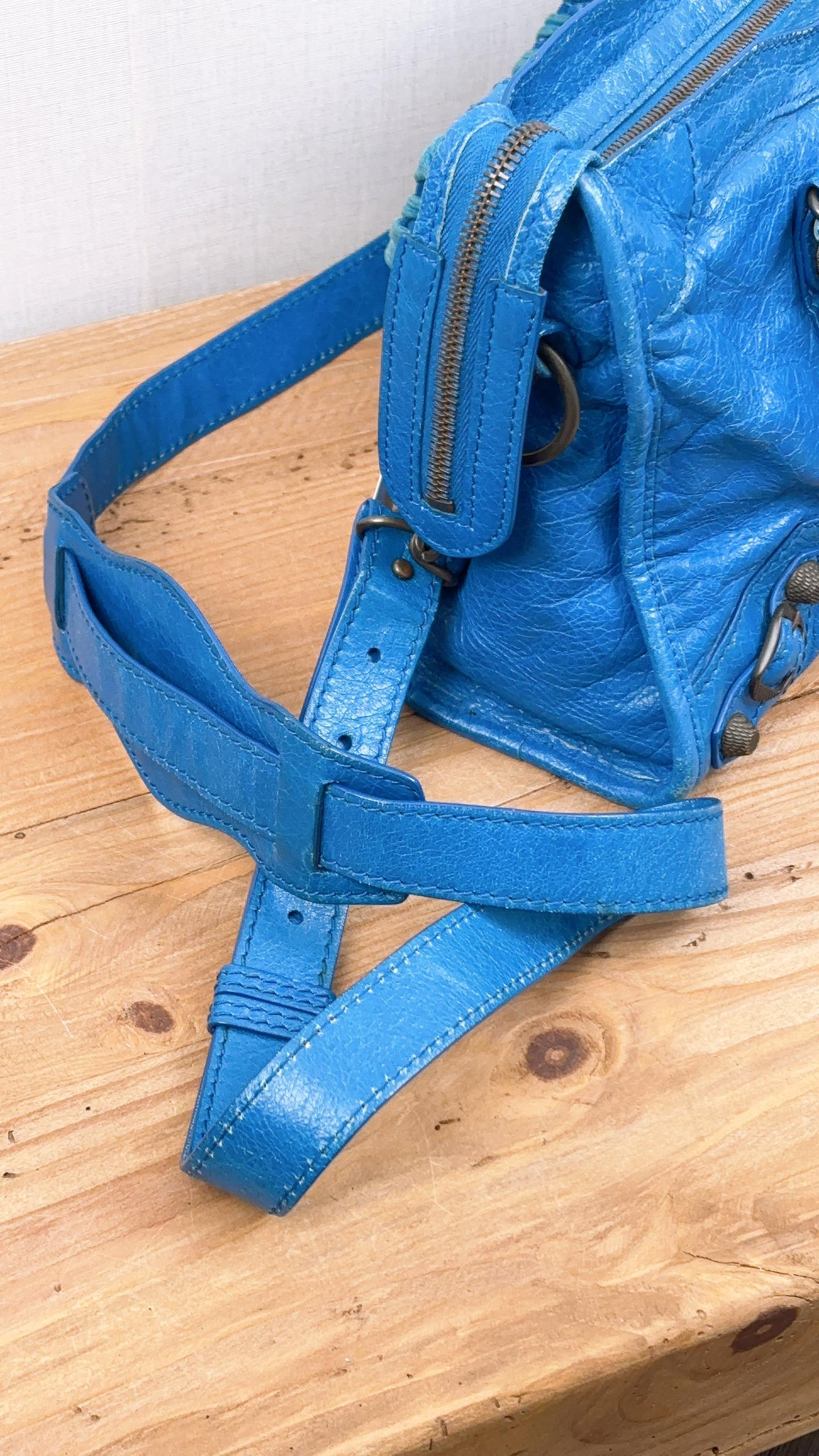 Balenciaga Blue Agneau Small City Bag (RHW)