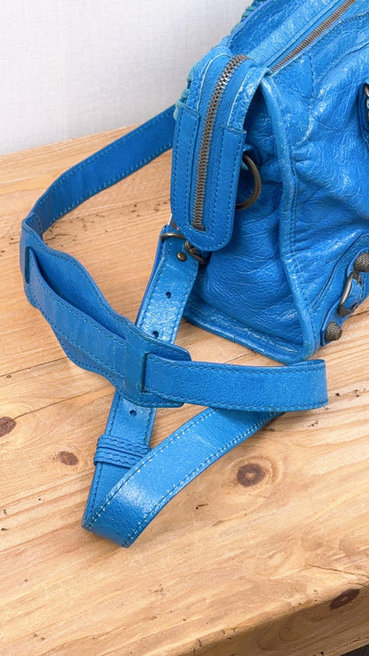 Balenciaga Blue Agneau Small City Bag (RHW)