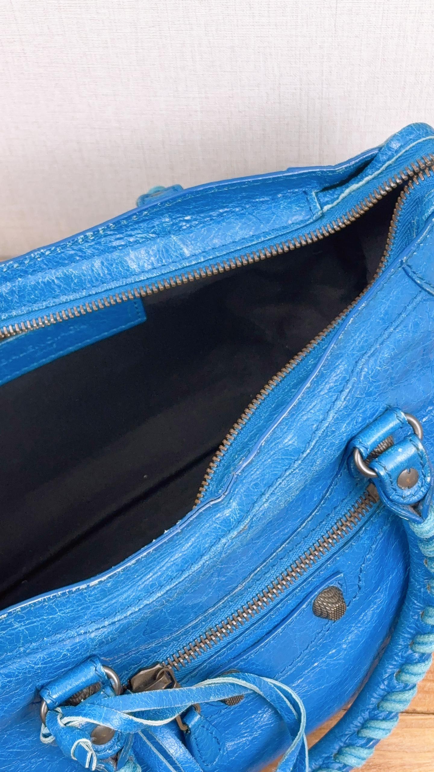 Balenciaga Blue Agneau Small City Bag (RHW)