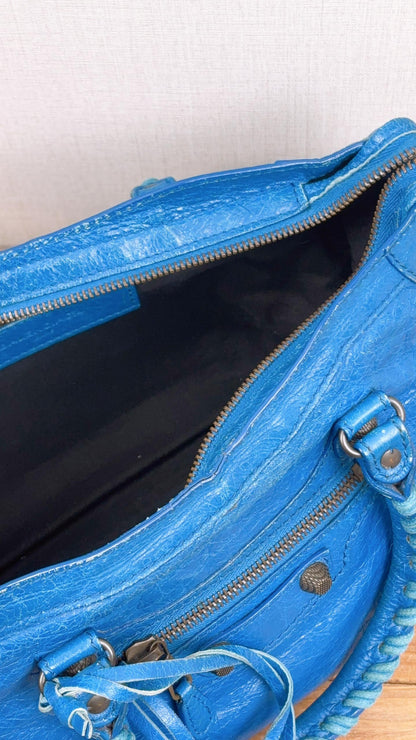 Balenciaga Blue Agneau Small City Bag (RHW)