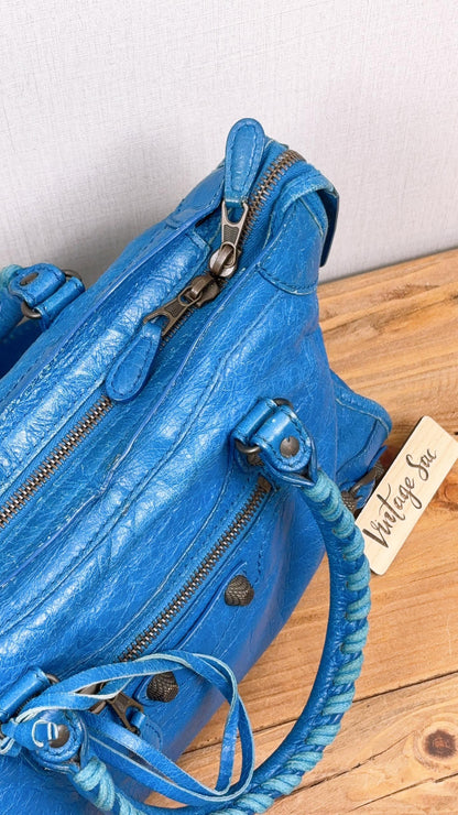 Balenciaga Blue Agneau Small City Bag (RHW)