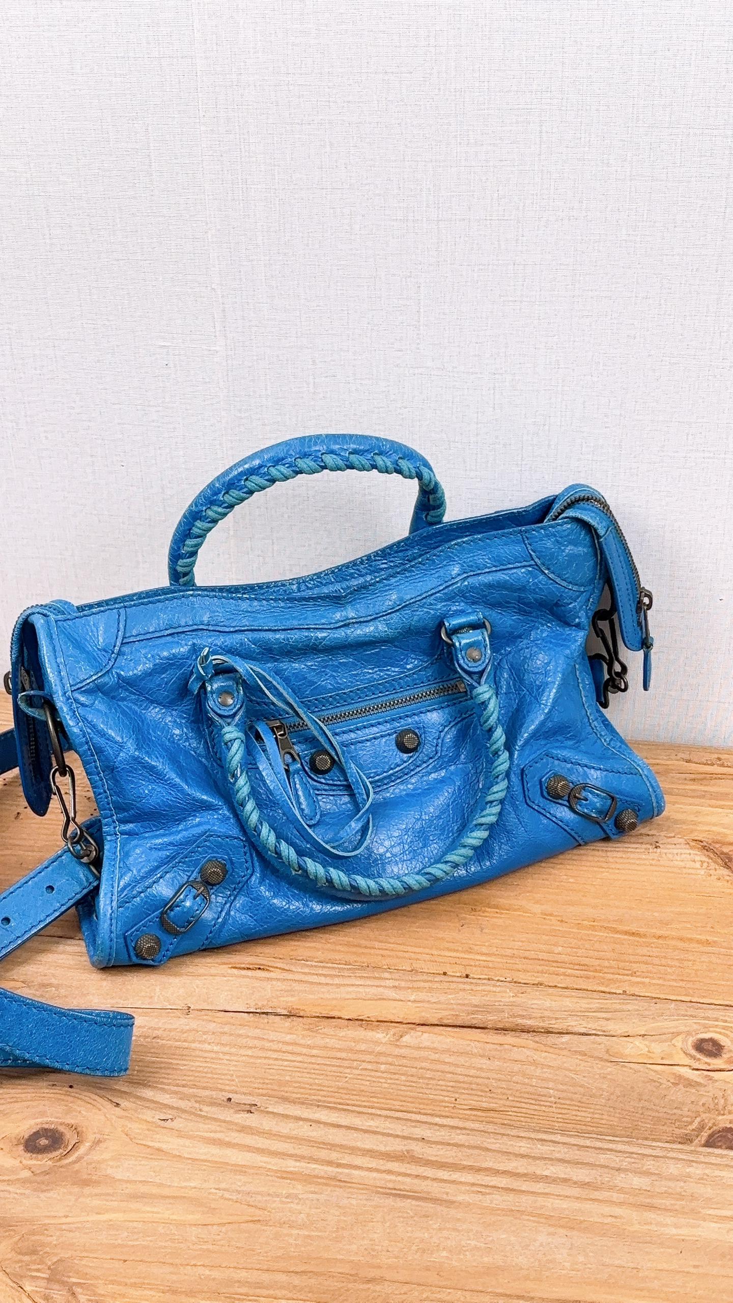 Balenciaga Blue Agneau Small City Bag (RHW)