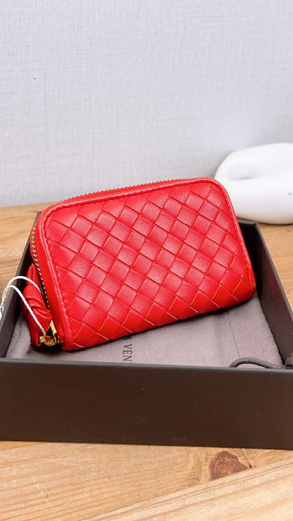 BV Red Intrecciato Ziparound Wallet (GHW)