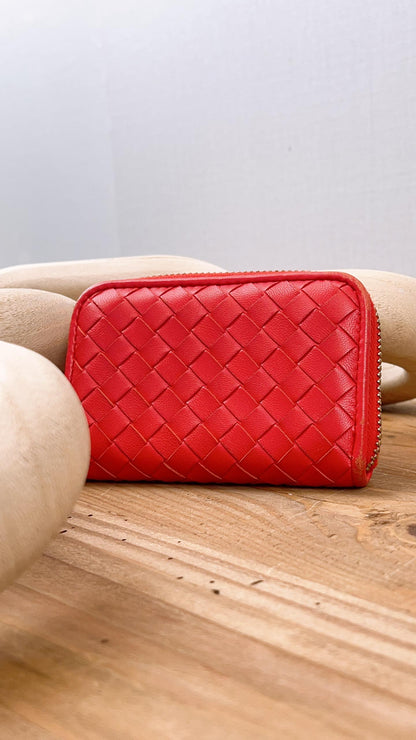 BV Red Intrecciato Ziparound Wallet (GHW)