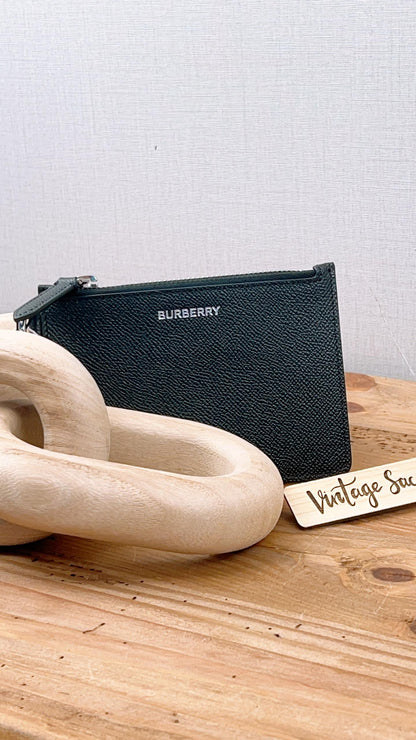 Burberry Black Calfskin Alec Zip Card Holder