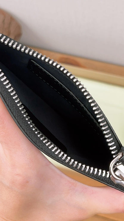 Burberry Black Calfskin Alec Zip Card Holder