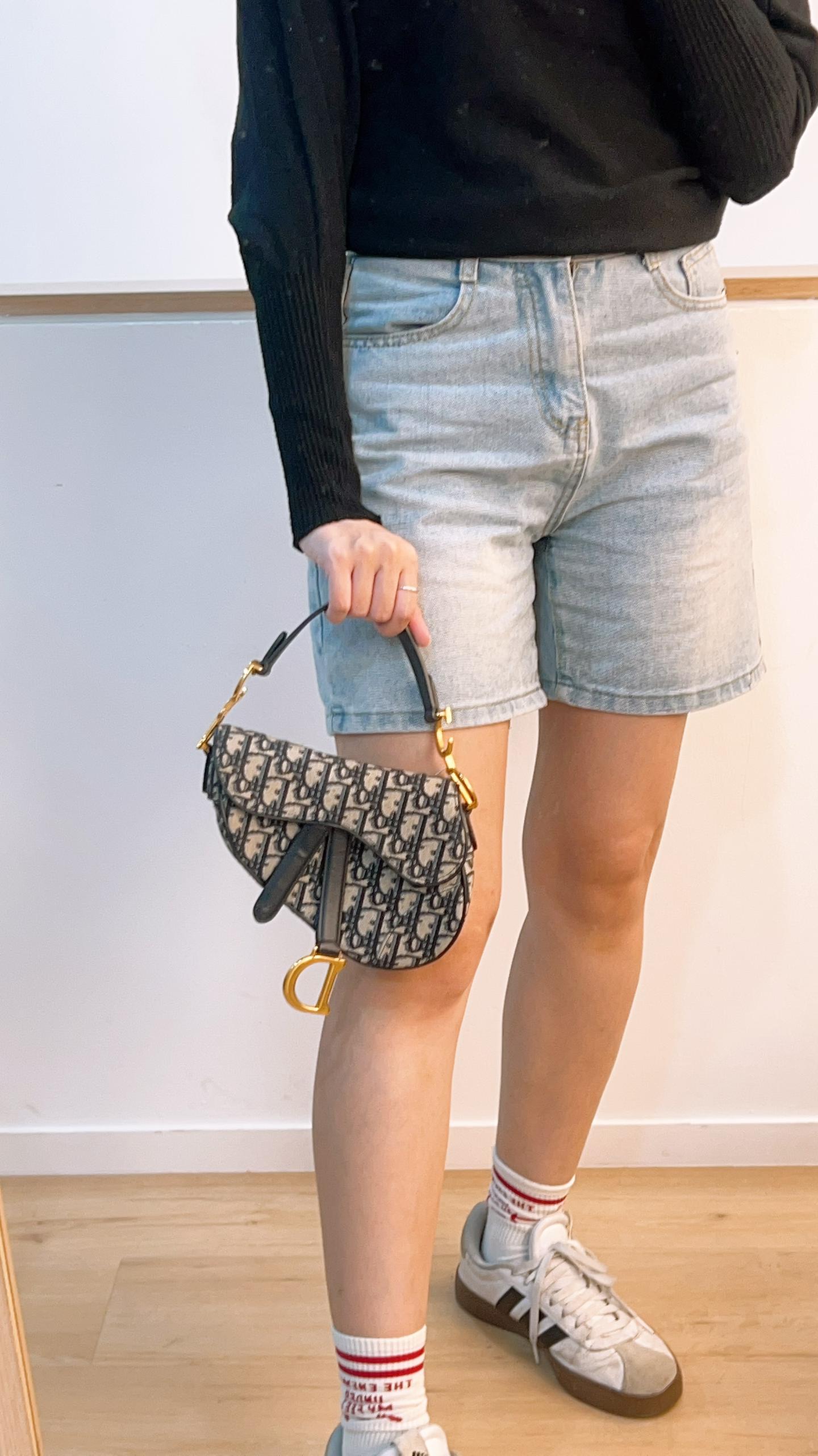 Dior Navy Oblique Mini Saddle with Strap (GHW)