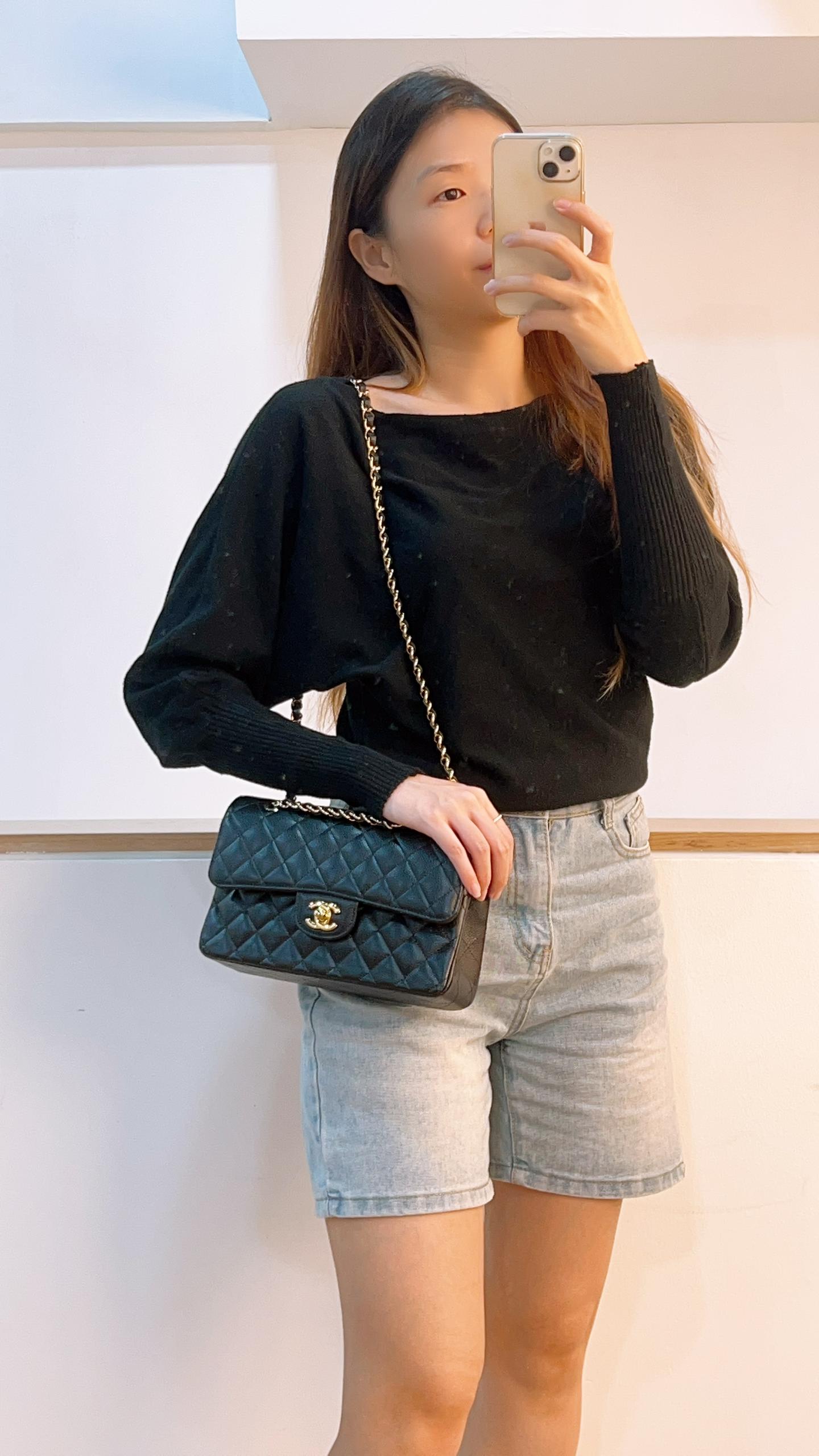 Chanel Black Caviar Small CF (GHW)
