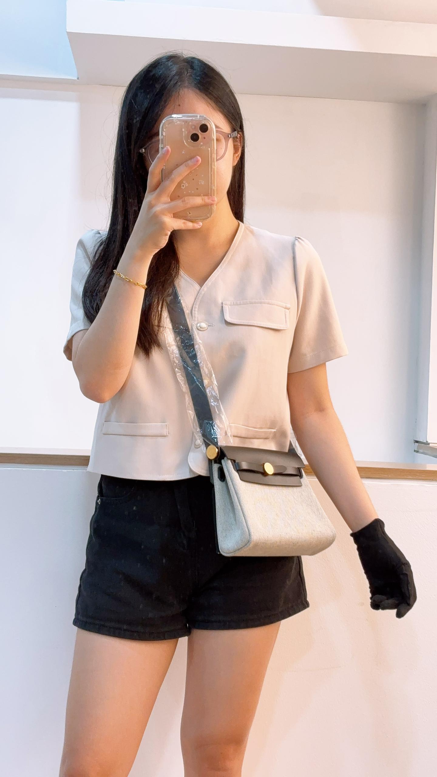 Hermes Noir / Ecru Herbag Zip 20 (GHW)