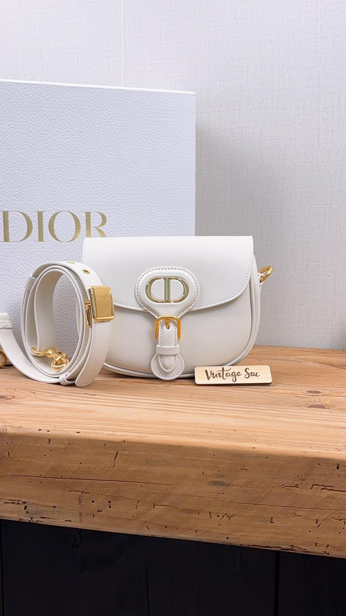 Dior White Calfskin Mini Bobby (GHW)