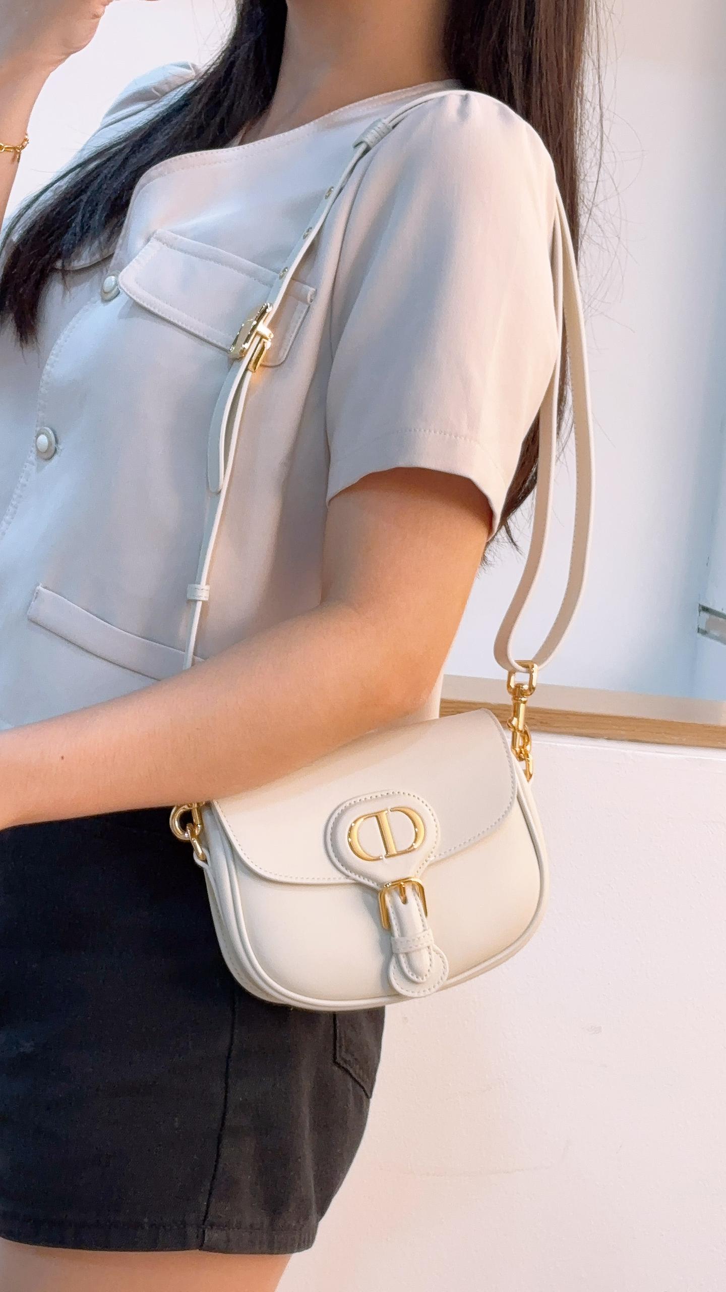Dior White Calfskin Mini Bobby (GHW)