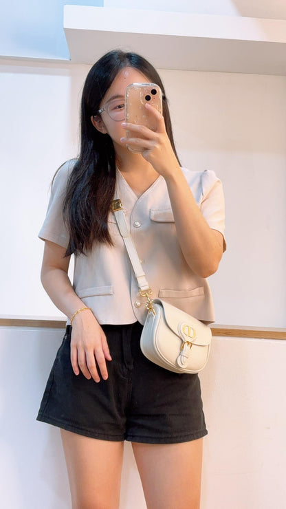 Dior White Calfskin Mini Bobby (GHW)