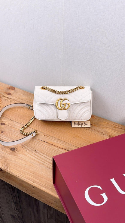 Gucci White Marmont Mini (GHW)