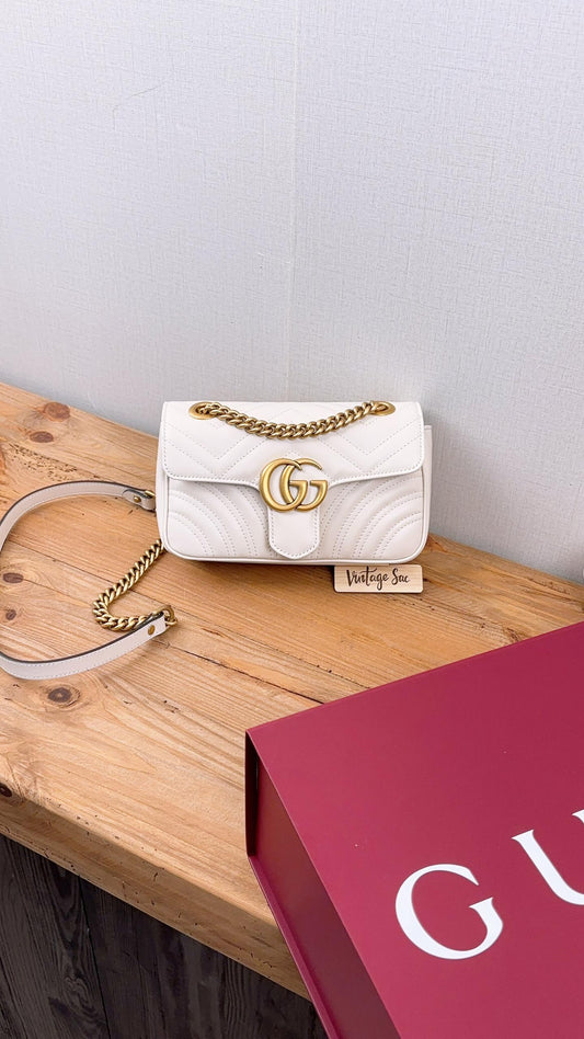 Gucci White Marmont Mini (GHW)