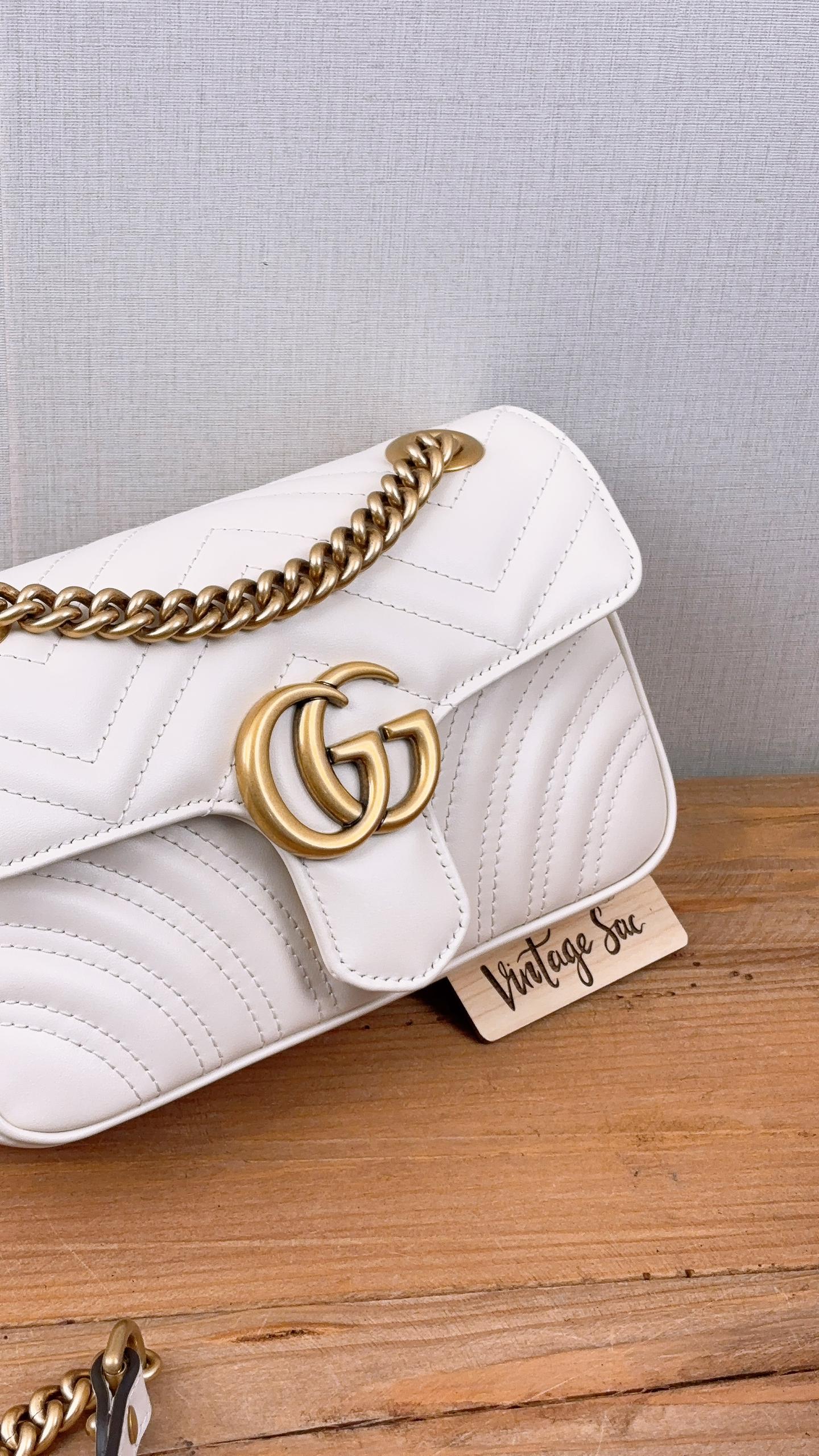 Gucci White Marmont Mini (GHW)