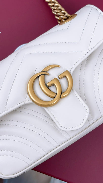 Gucci White Marmont Mini (GHW)
