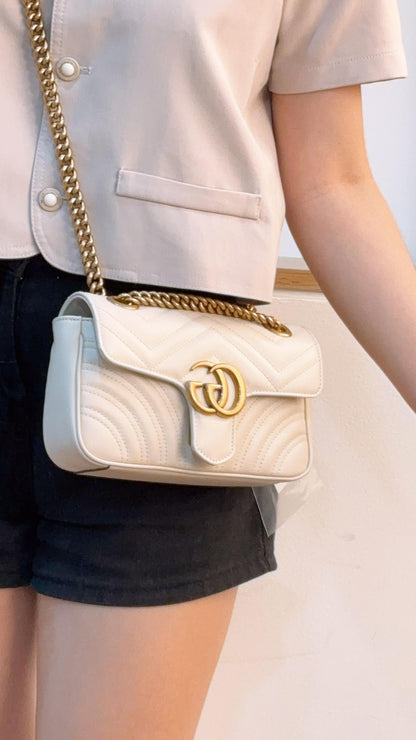 Gucci White Marmont Mini (GHW)