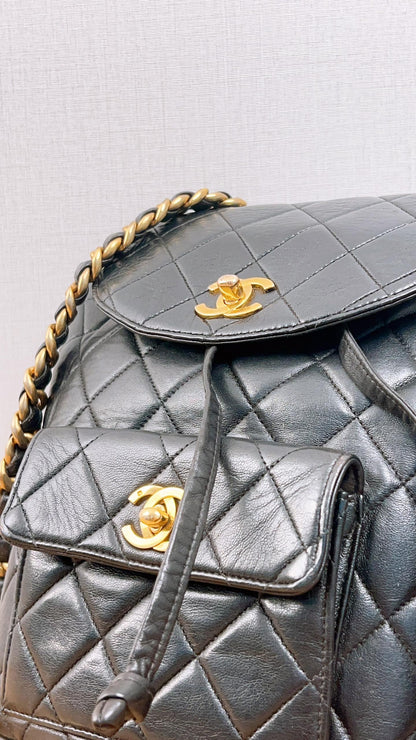 Chanel Vintage Black Lambskin Duma Backpack