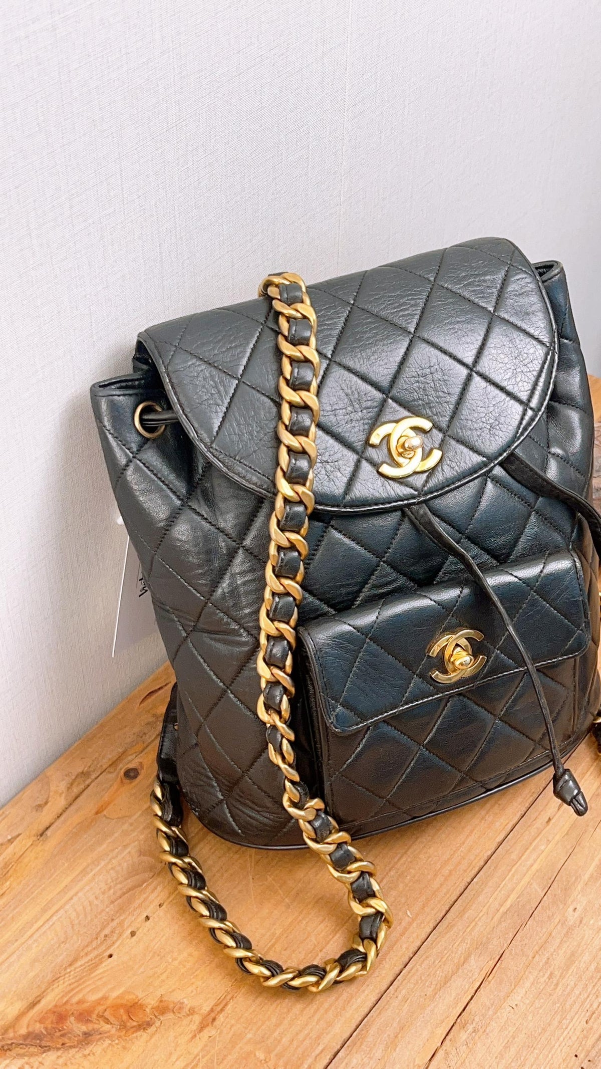 Chanel Vintage Black Lambskin Duma Backpack