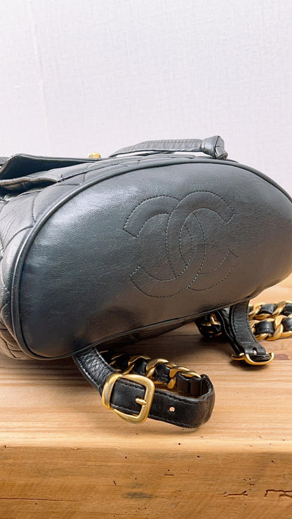 Chanel Vintage Black Lambskin Duma Backpack