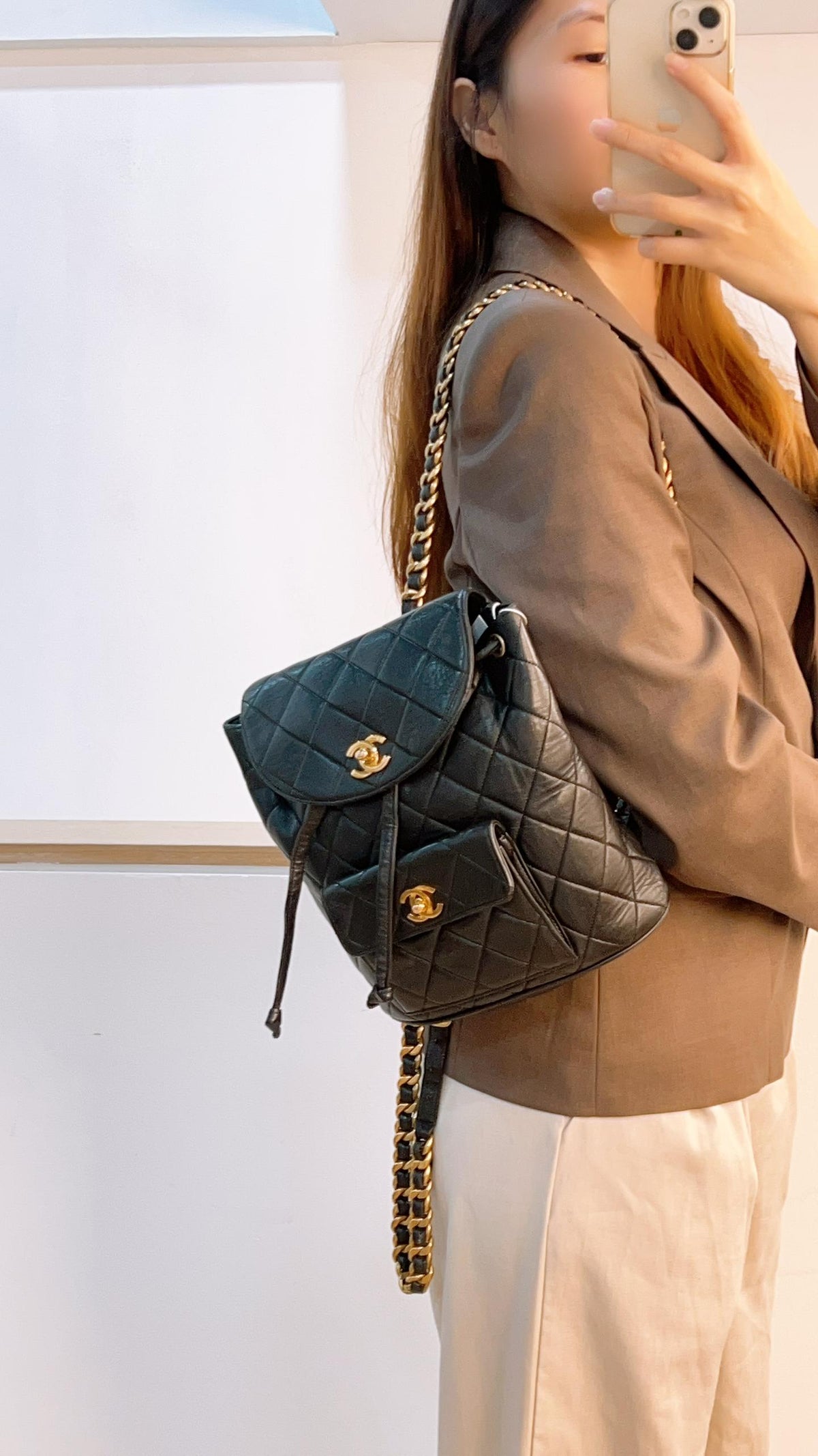 Chanel Vintage Black Lambskin Duma Backpack
