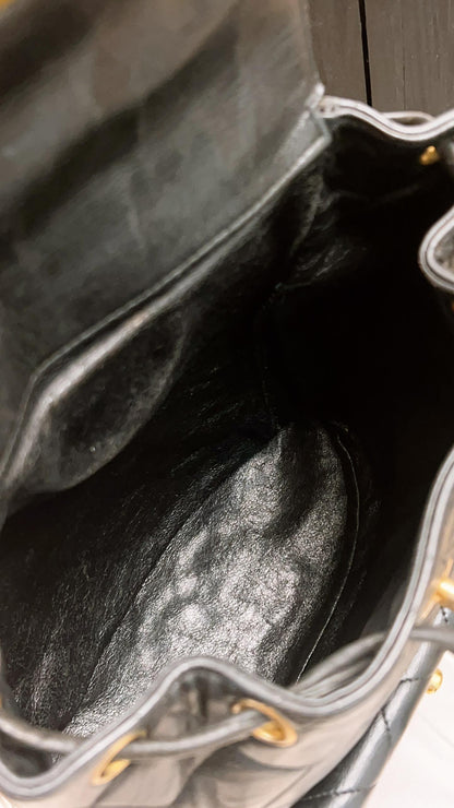 Chanel Vintage Black Lambskin Duma Backpack