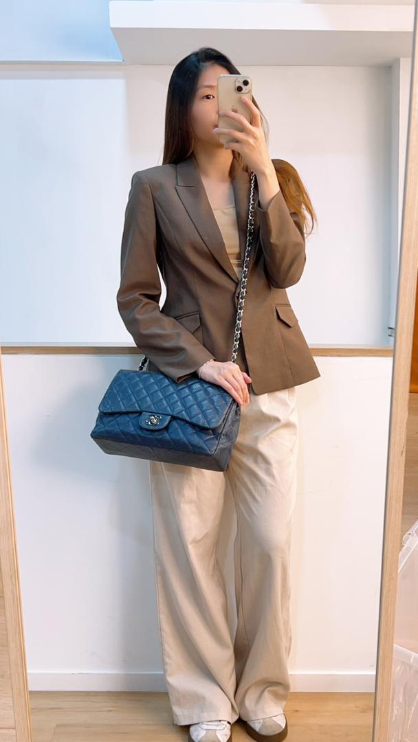 Chanel Black Jumbo Lambskin Perforated Flap (SHW)
