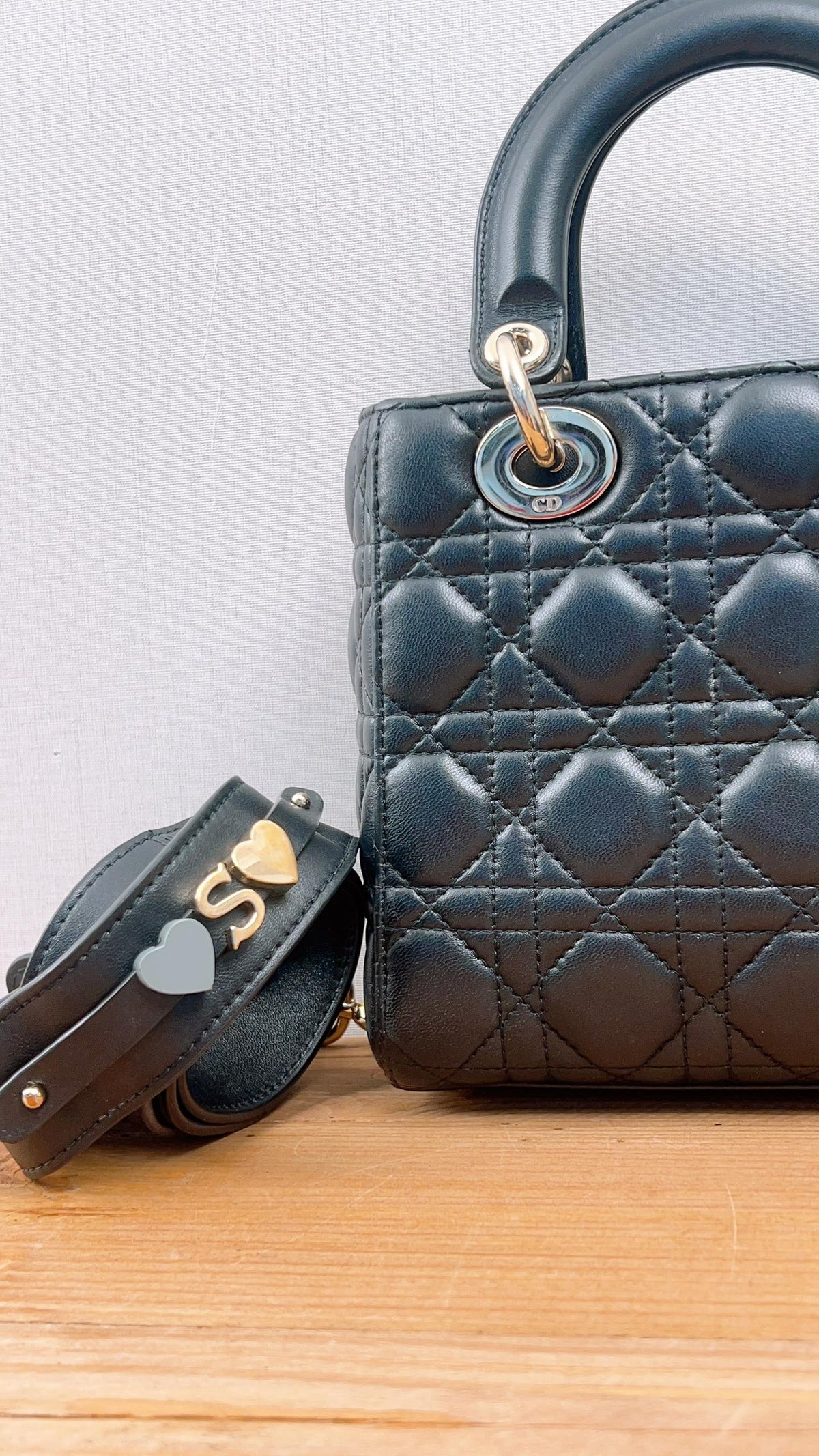 Dior Black Lambskin Small Lady Dior (GHW)