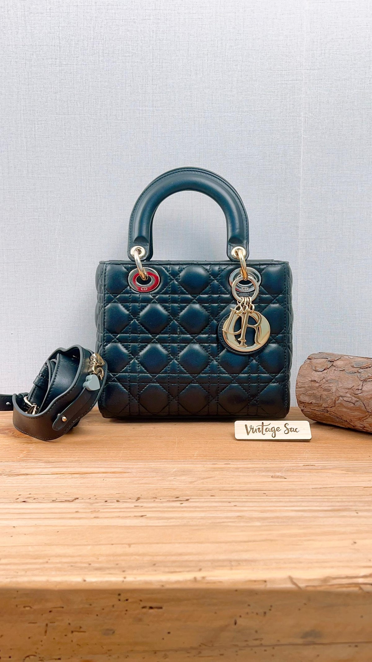Dior Black Lambskin Small Lady Dior (GHW)