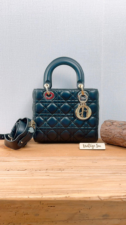 Dior Black Lambskin Small Lady Dior (GHW)